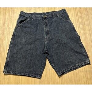Vintage Wrangler Authentic Men Sz 36 Blue Jean Cargo Shorts 100% Cotton Utility